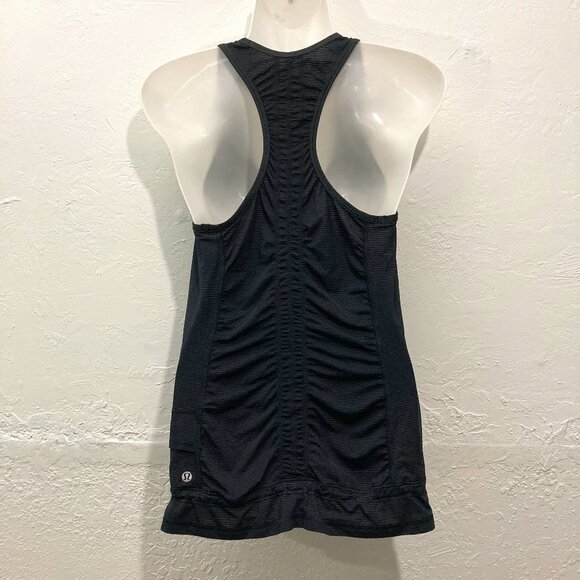 lululemon athletica Tops - Lululemon Tank Top Women's Run Energy Racerback Black Cinch Waist Striped Size 6